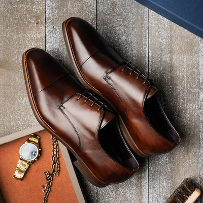 Zelli Italia Men's 25-550-CST ENZO Italian Calfskin Cap Toe Chestnut