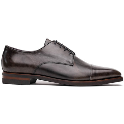 Zelli Italia Men's 25-550-GRY ENZO Italian Calfskin Cap Toe Burnished Black