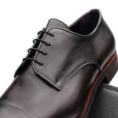 Zelli Italia Men's 25-550-GRY ENZO Italian Calfskin Cap Toe Burnished Black