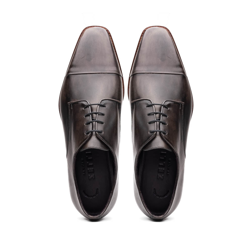 Zelli Italia Men's 25-550-GRY ENZO Italian Calfskin Cap Toe Burnished Black