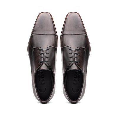 Zelli Italia Men's 25-550-GRY ENZO Italian Calfskin Cap Toe Burnished Black