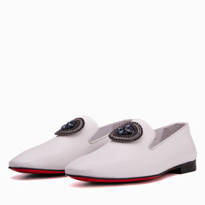 Vinci Leather The Pombe White Patent Leather Dress Slip-on Loafer Men Shoe – product view 2