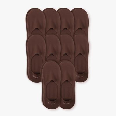 Unisex Cotton No Show Socks 10-Pack | Espresso Brown