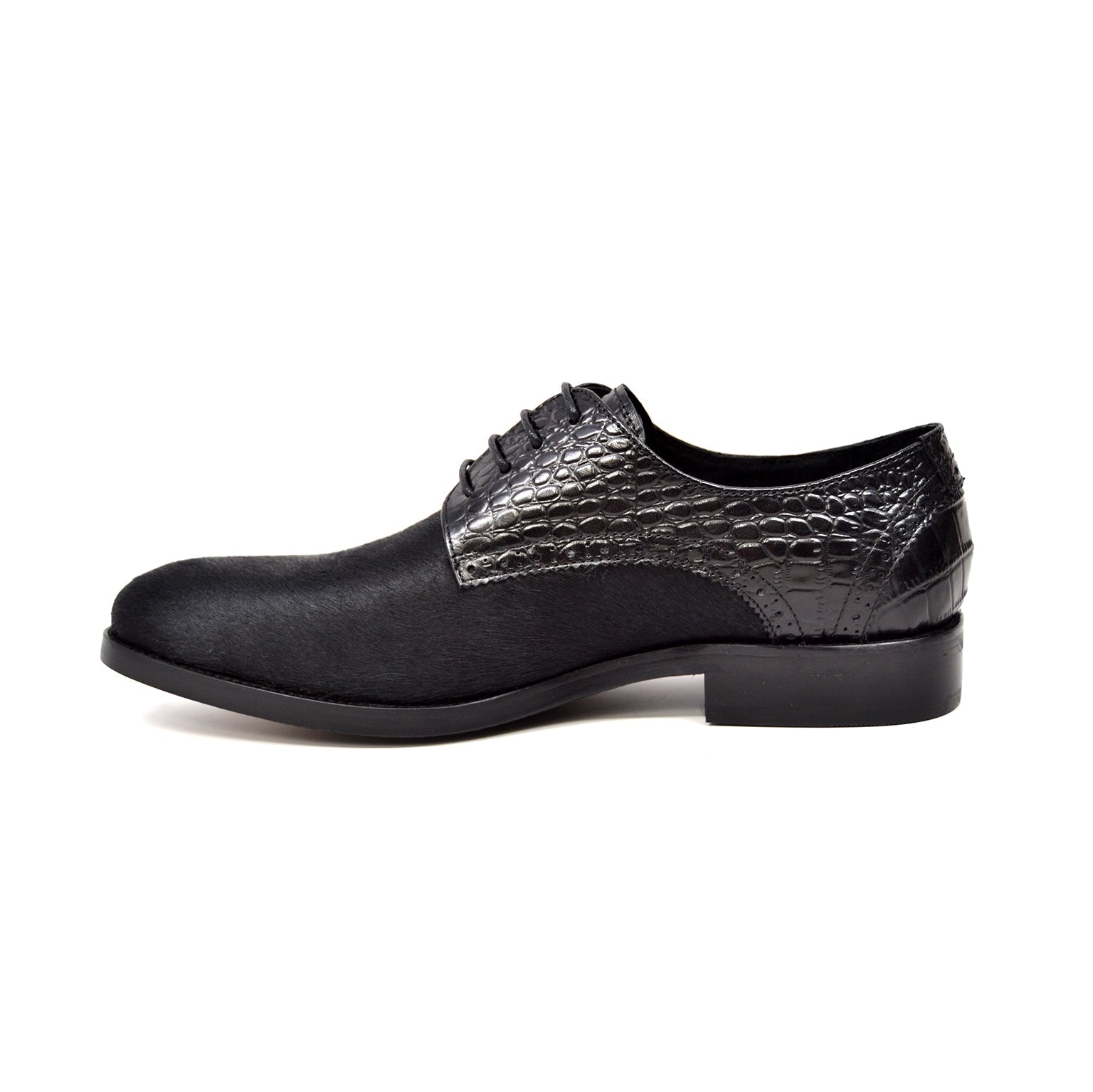 British Walkers Executive Men's Black Leather and Pony Skin Dress Shoes view 4
