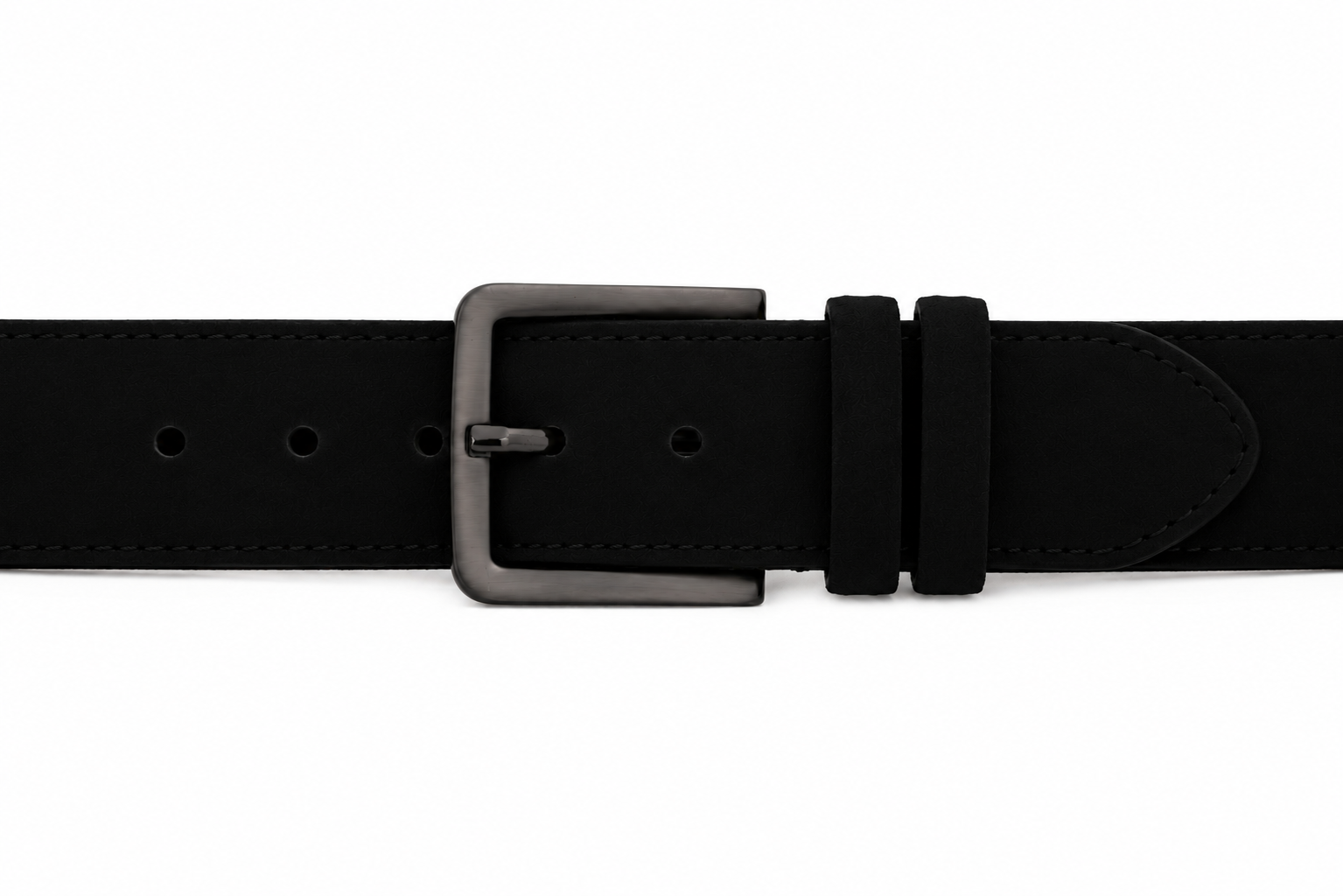 The Bari Black Suede Leather Belt