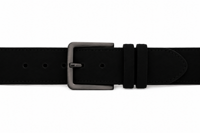 The Bari Black Suede Leather Belt