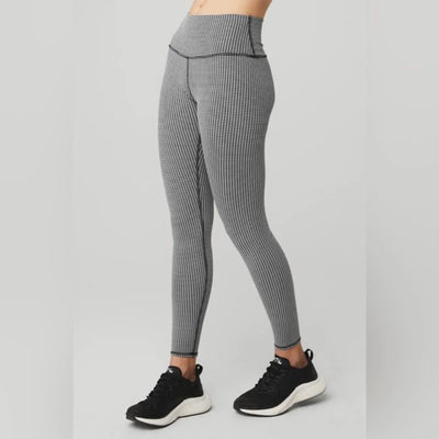 Alo Yoga Micro Houndstooth High Waist Women's Leggings — White/Black