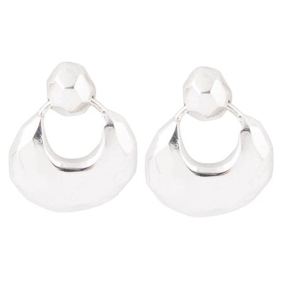 Faceted Sterling Silver Doorknocker Post Earrings