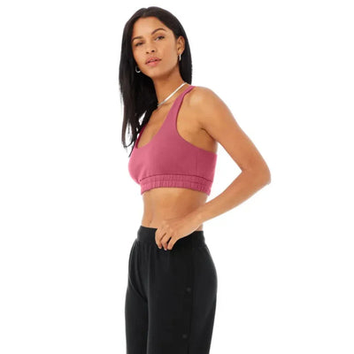 Alo Yoga Small French Terry Scoop Neck Women's Hoodie — Raspberry Sorbet