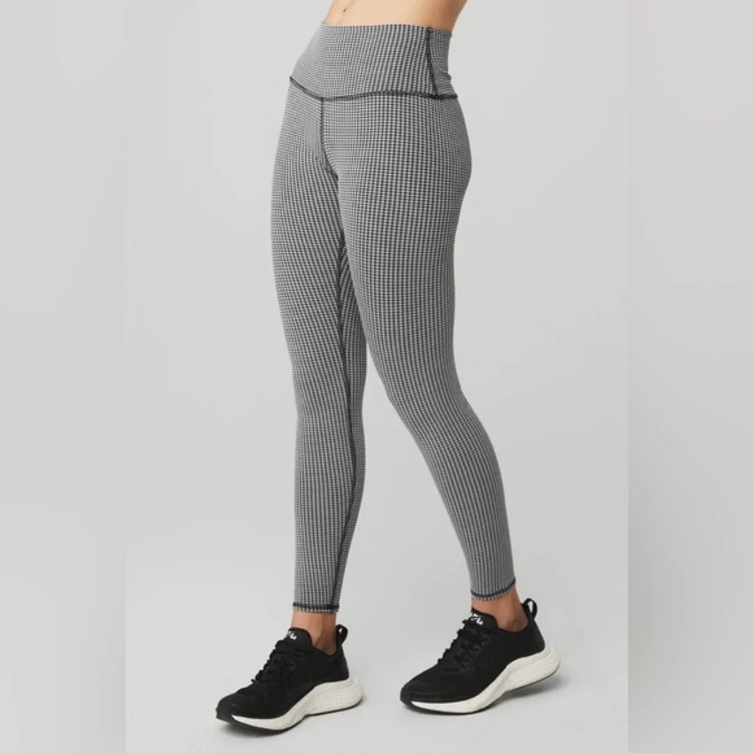 Alo Yoga Micro Houndstooth High Waist Women's Leggings — White/Black