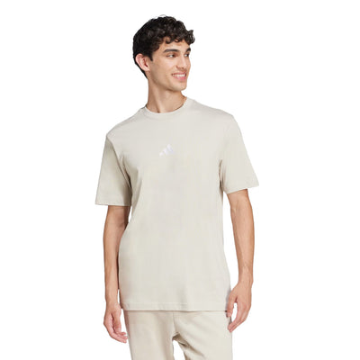 adidas Men's Essentials Small Logo Single Jersey Tee - Beige / White