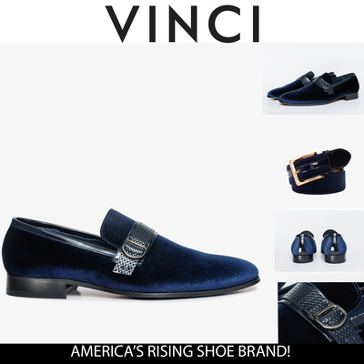 Vinci Leather The Casaletti Navy Blue Bit Loafer Men Shoe – product view 5