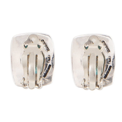 Fiji Isles Blue Turquoise Sterling Silver Clip Earrings