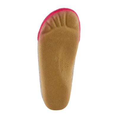 Flexus Cuttlecat wool slipper in Fuchsia Multi, bottom view of outsole