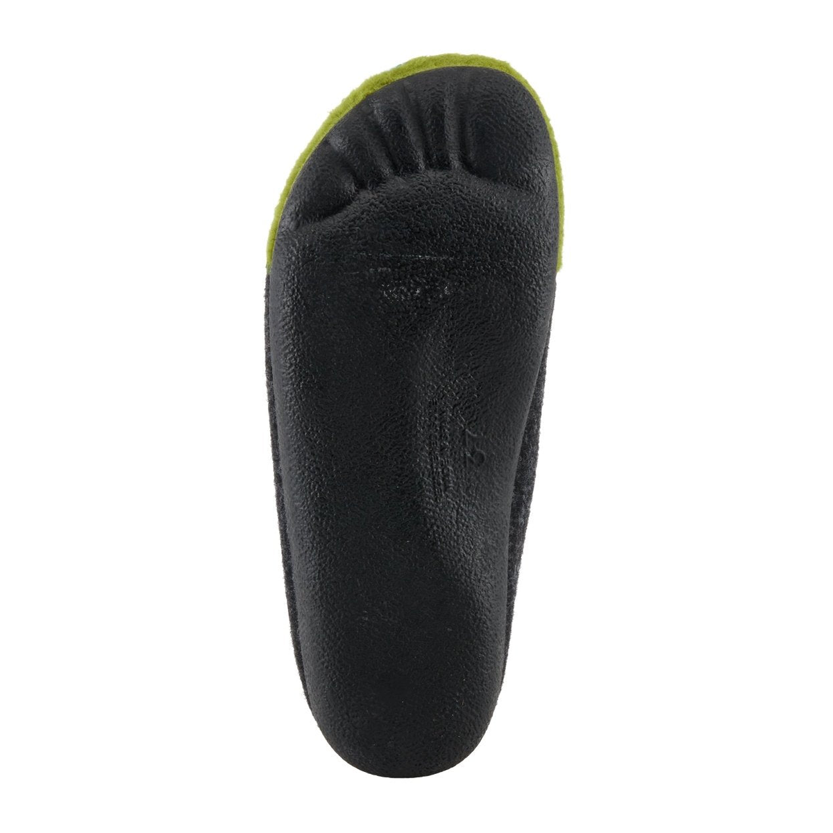 Flexus Cuttlecat wool slipper in Green Multi, bottom view of outsole