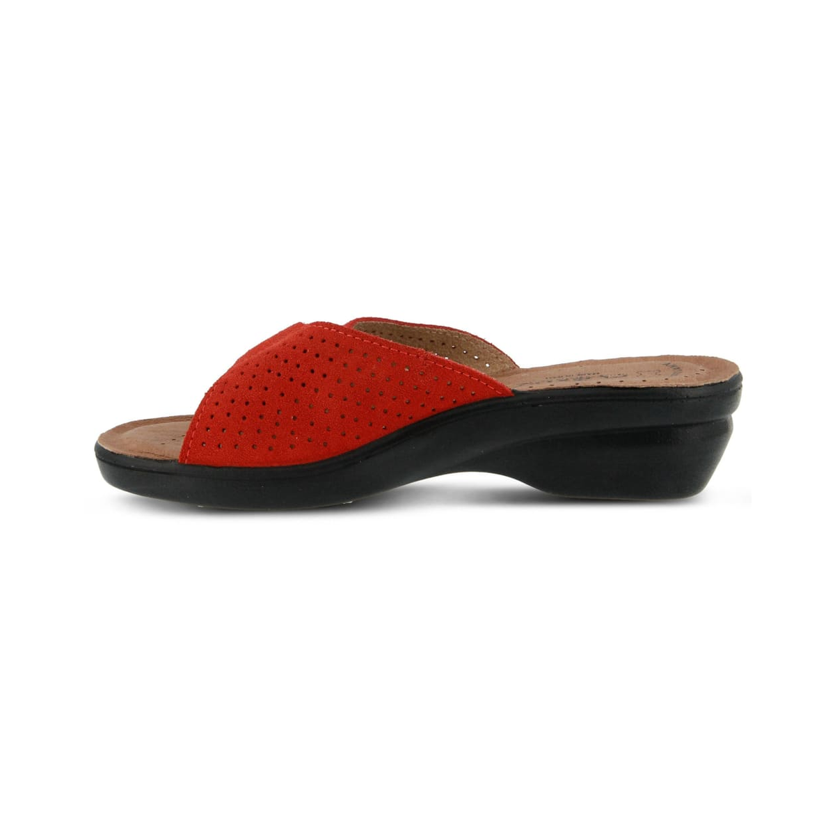 Flexus Kea women's slide sandal in Red Suede, inner side view
