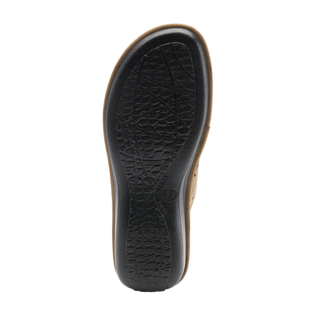 Flexus Pascalle slide sandal in black, outsole view