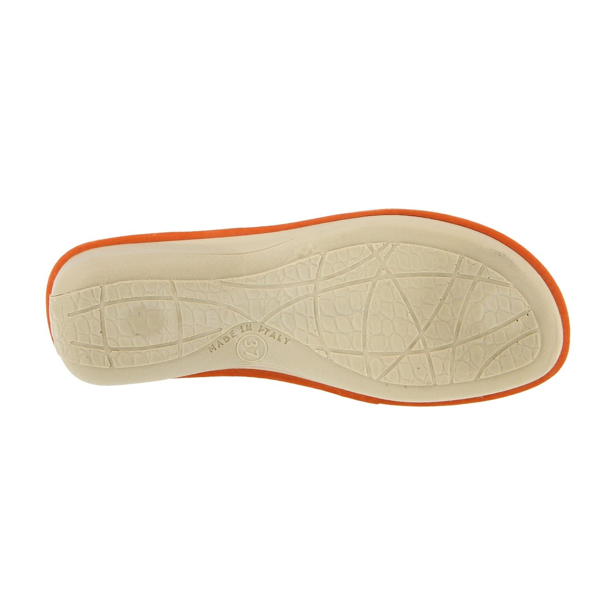 Flexus Pascalle slide sandal in orange, outsole view