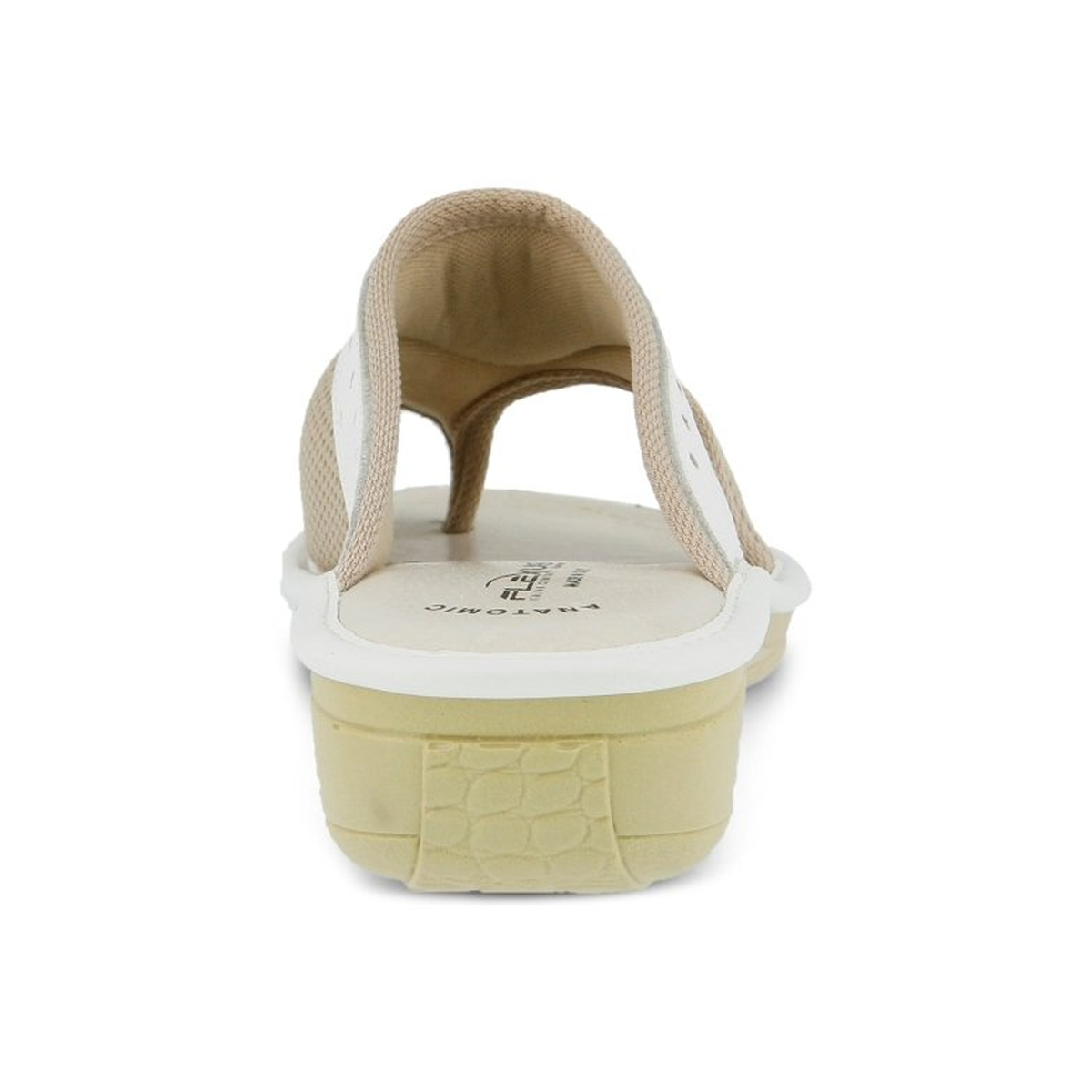 Flexus Pascalle slide sandal in white, rear view