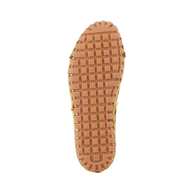 Spring Step Flowerflow Yellow slip-on shoe, outsole view on white