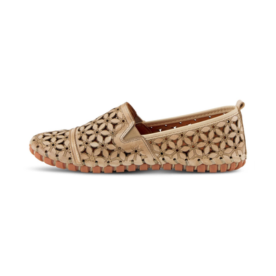 Spring Step Flowerflow Beige slip-on shoe, opposite side view on white