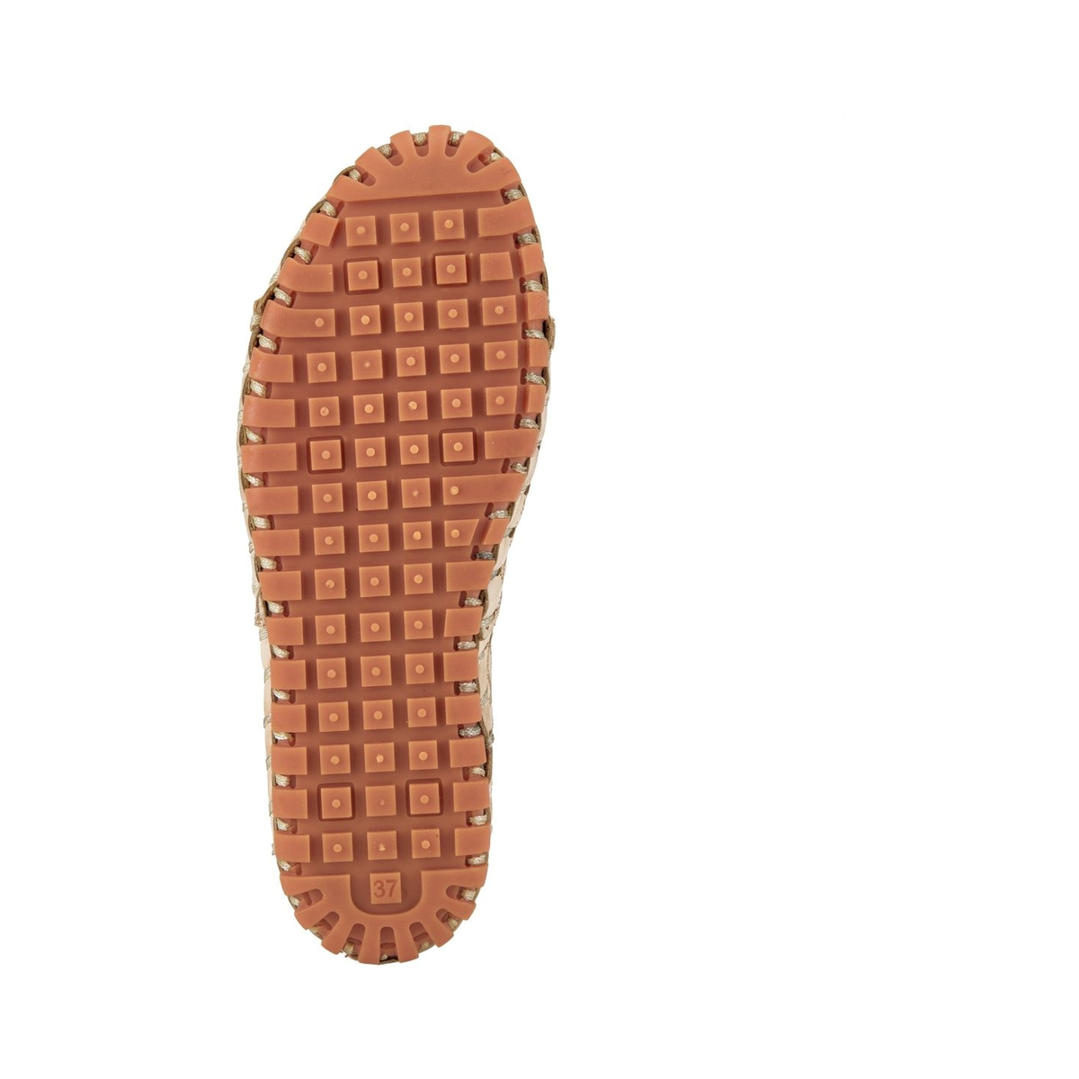 Spring Step Flowerflow Beige slip-on shoe, outsole view on white