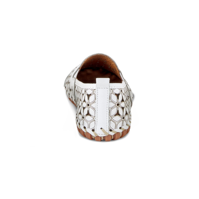 Spring Step Flowerflow White slip-on shoe, rear view on white