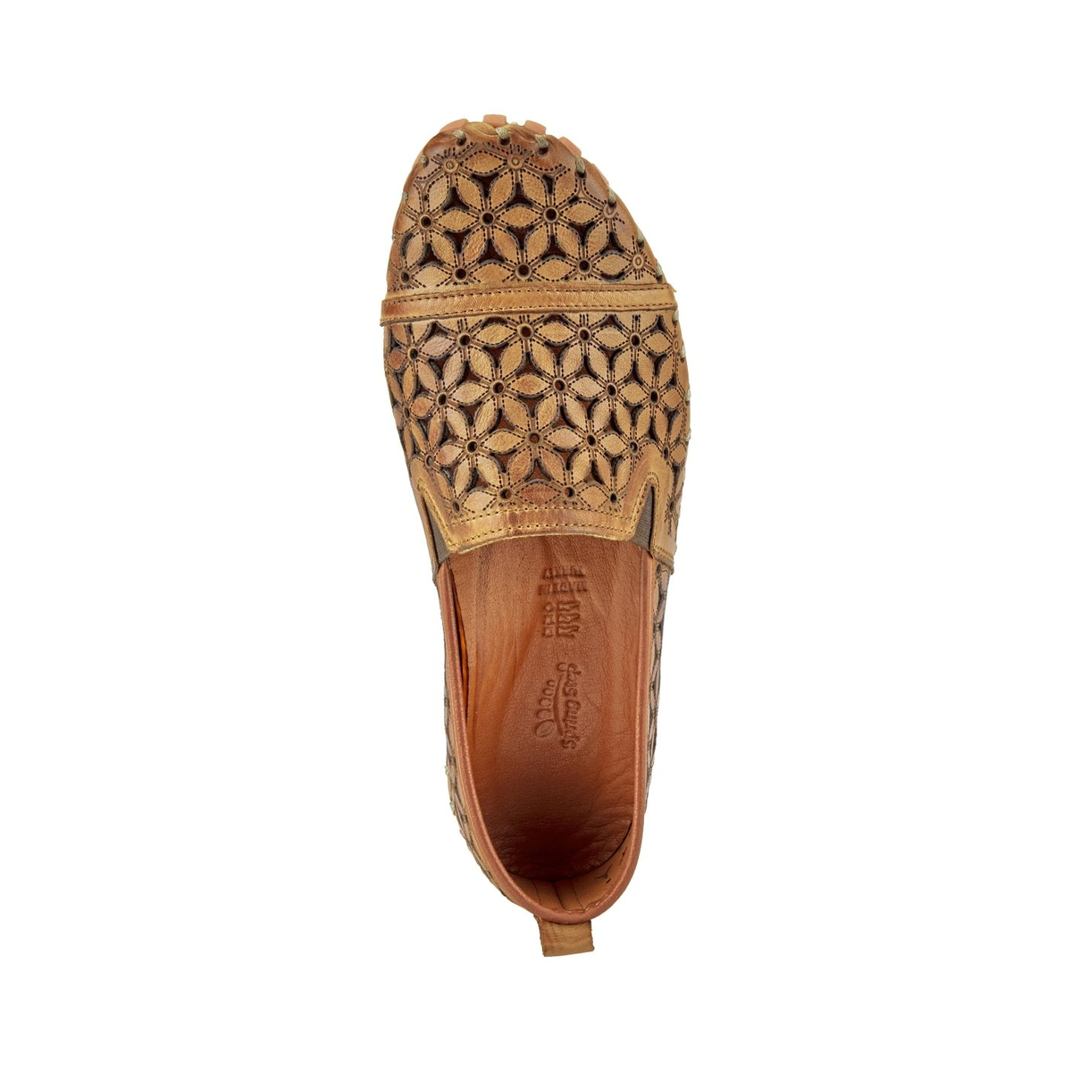 Spring Step Flowerflow Light Brown slip-on shoe, top view on white