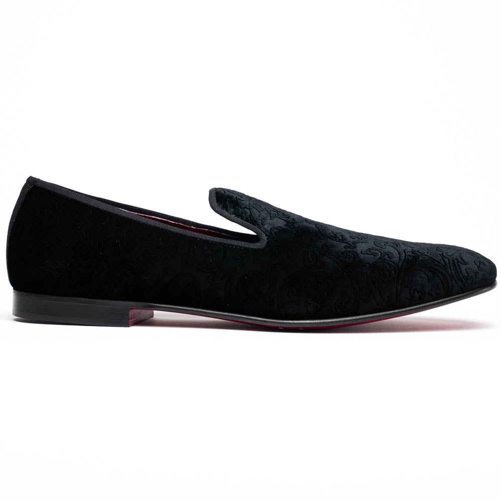 Zelli Italia 10-520-BLK FORMAL II Velvet Tuxedo Shoe, Black Front View