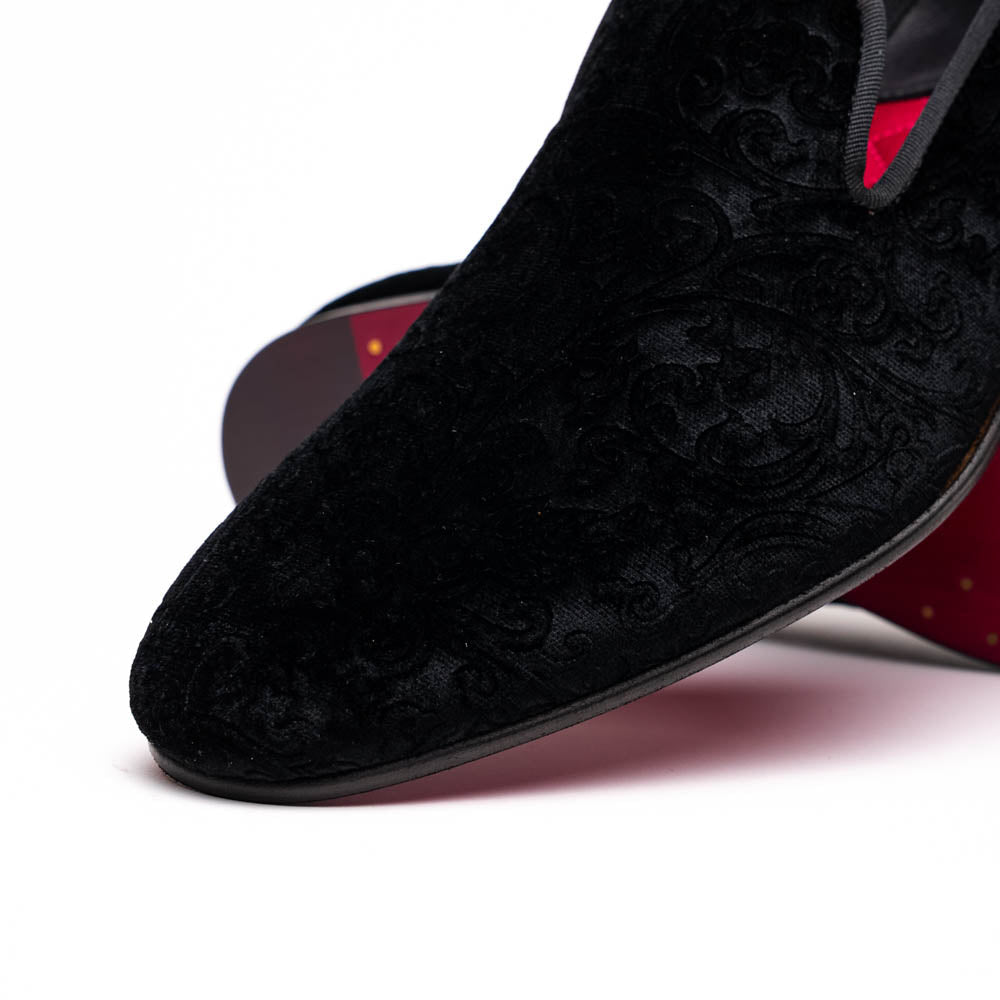 Zelli Italia 10-520-BLK FORMAL II Velvet Tuxedo Shoe, Black Angled View