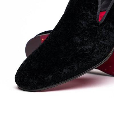 Zelli Italia 10-520-BLK FORMAL II Velvet Tuxedo Shoe, Black Angled View