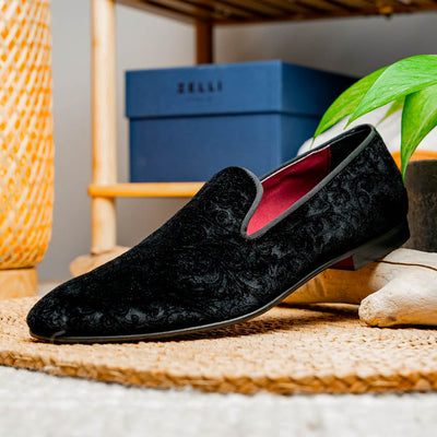 Zelli Italia 10-520-BLK FORMAL II Velvet Tuxedo Shoe, Black Bottom View