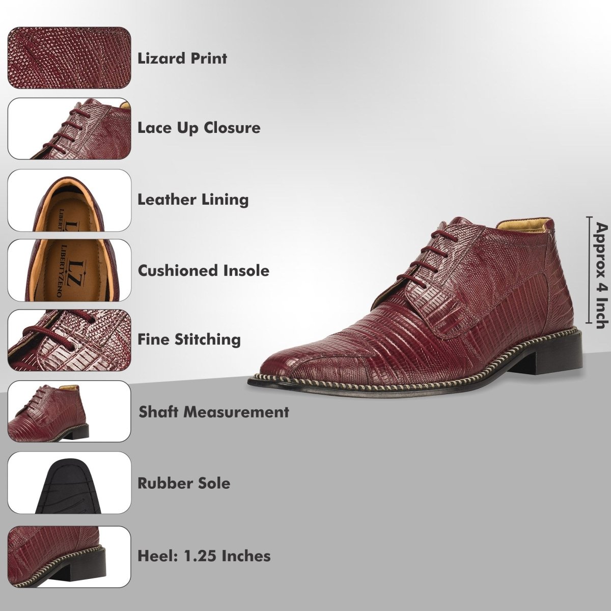 Liberty Zeno Foxx Leather Lace - Up Boots
