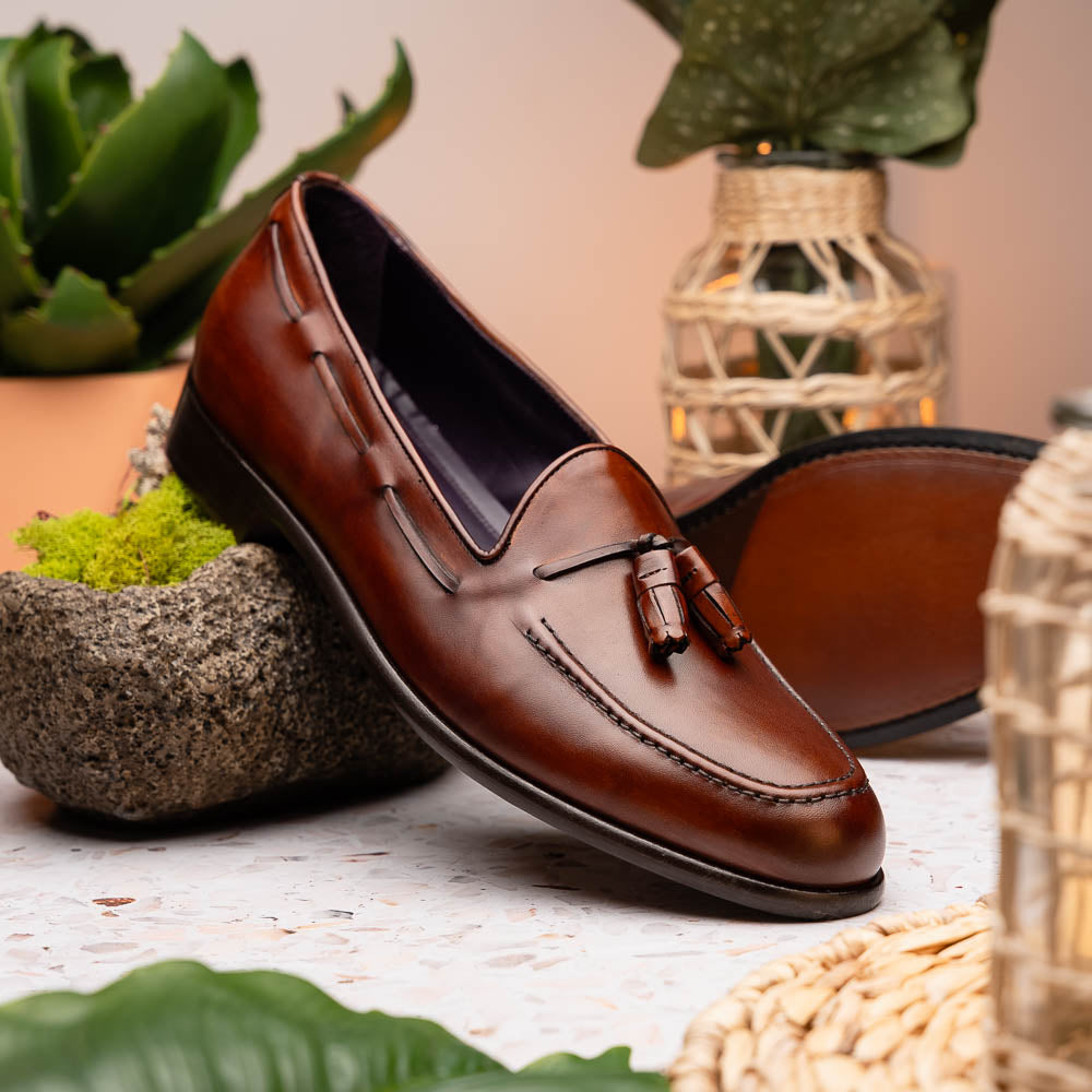 Zelli Italia 15-586-CGN FRANCO Italian Calfskin Tassel Loafer Cognac Bottom View