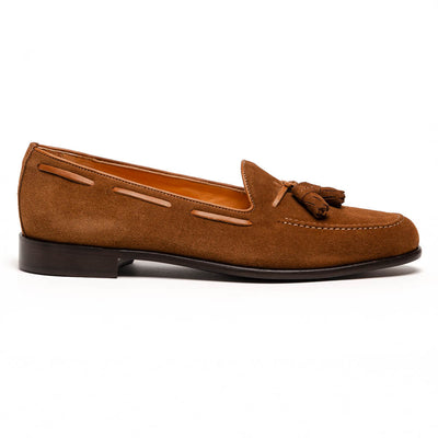 Zelli Italia 16-583-TAB FRANCO Suede Calfskin Tassel Loafer, Tobacco Front View
