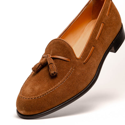 Zelli Italia 16-583-TAB FRANCO Suede Calfskin Tassel Loafer, Tobacco Back View
