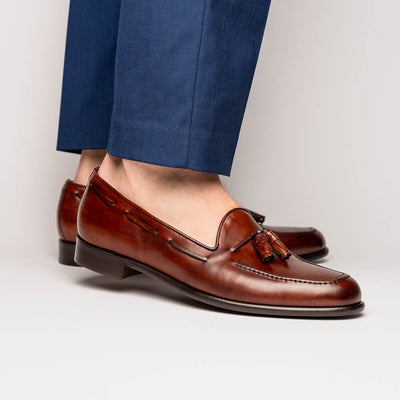 Zelli Italia 15-586-CGN FRANCO Italian Calfskin Tassel Loafer Cognac View 11