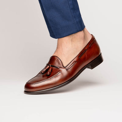 Zelli Italia 15-586-CGN FRANCO Italian Calfskin Tassel Loafer Cognac View 13