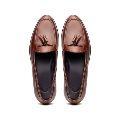Zelli Italia 15-586-CGN FRANCO Italian Calfskin Tassel Loafer Cognac Back View