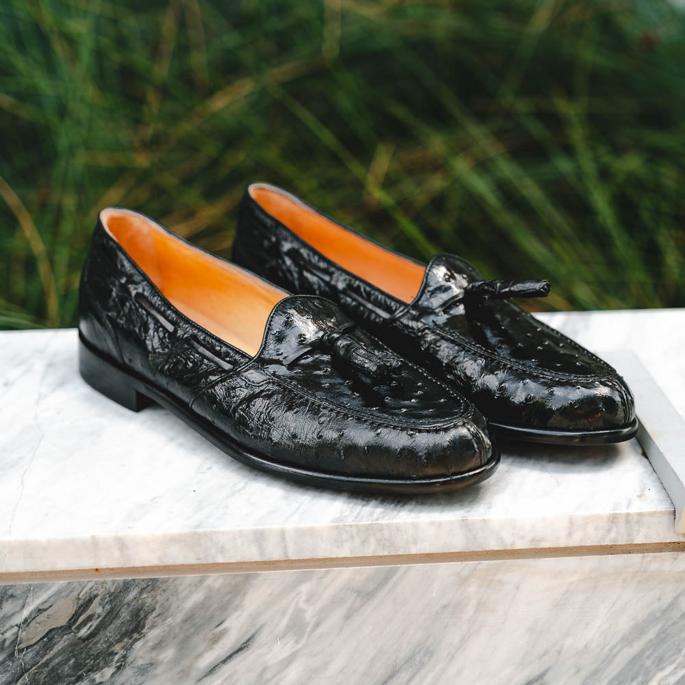 Zelli Italia 13-581-BLK FRANCO Ostrich Tassel Loafer, Black View 10