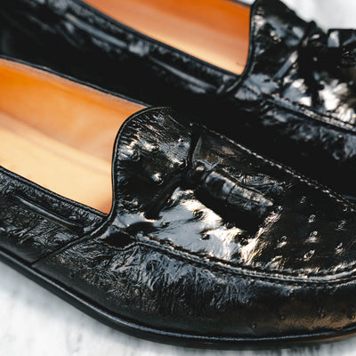 Zelli Italia 13-581-BLK FRANCO Ostrich Tassel Loafer, Black View 11