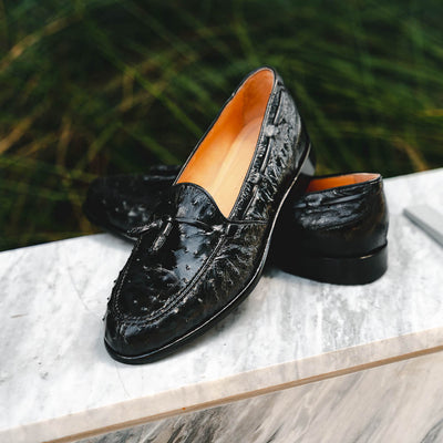 Zelli Italia 13-581-BLK FRANCO Ostrich Tassel Loafer, Black View 12