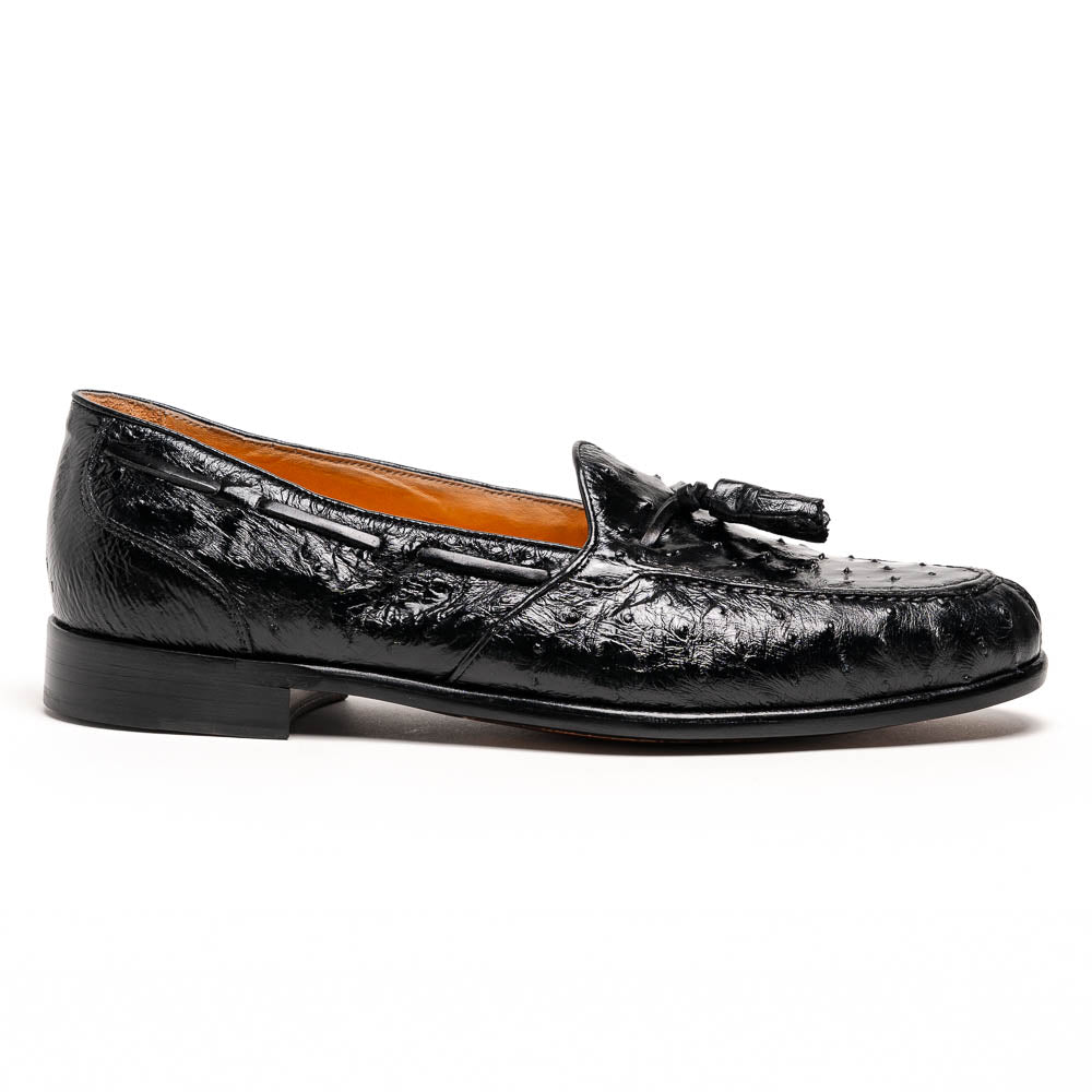 Zelli Italia 13-581-BLK FRANCO Ostrich Tassel Loafer, Black Front View