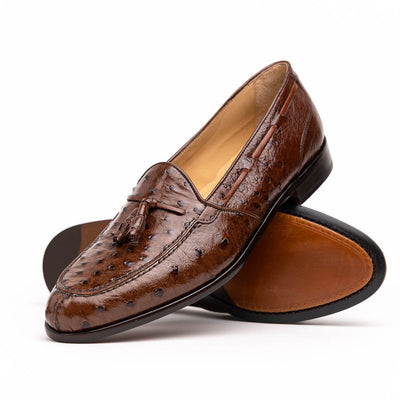 Zelli Italia 13-581-BRN FRANCO Ostrich Tassel Loafer, Brown Side View