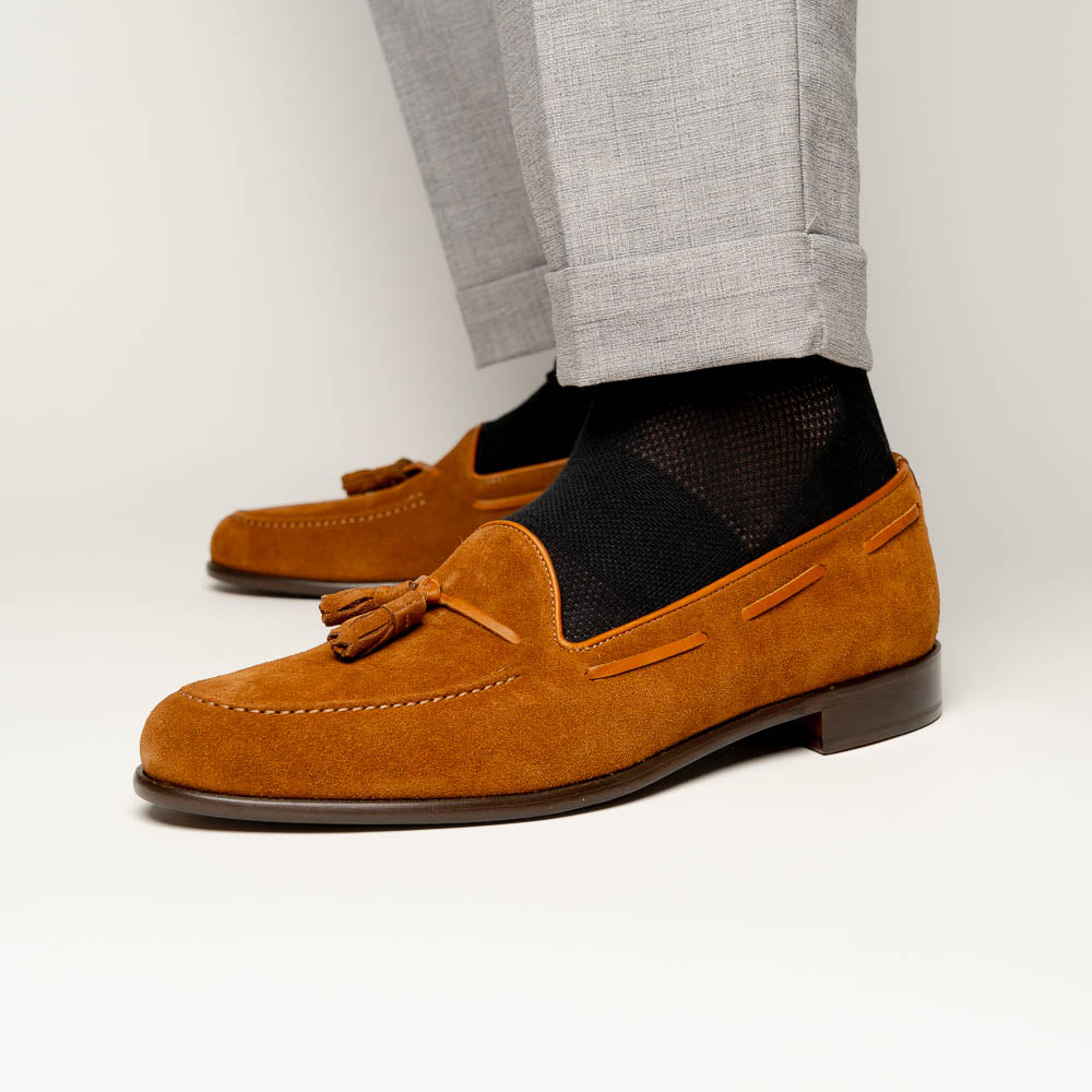 Zelli Italia 16-583-TAB FRANCO Suede Calfskin Tassel Loafer, Tobacco View 11