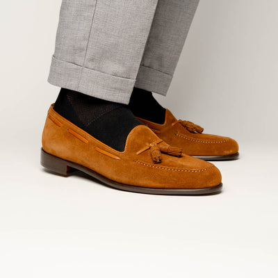 Zelli Italia 16-583-TAB FRANCO Suede Calfskin Tassel Loafer, Tobacco View 12