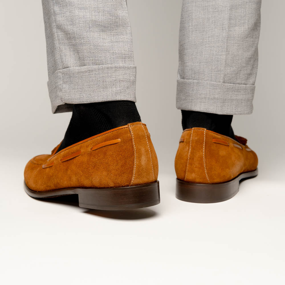Zelli Italia 16-583-TAB FRANCO Suede Calfskin Tassel Loafer, Tobacco View 13