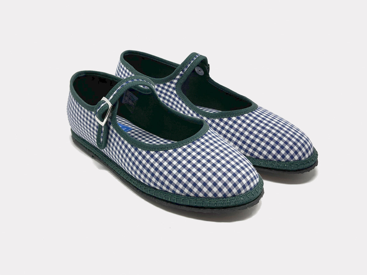 SantM  Mary Jane Furlane Navy Gingham – product view 1
