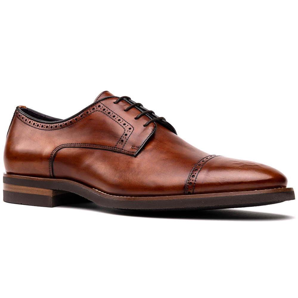 Zelli Italia Men's 25-548-CGN GIOVANNI Italian Calfskin Lace Up Cognac
