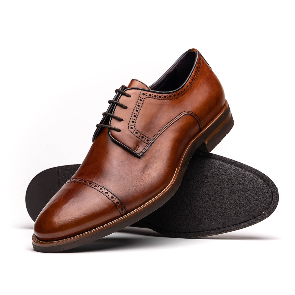Zelli Italia Men's 25-548-CGN GIOVANNI Italian Calfskin Lace Up Cognac